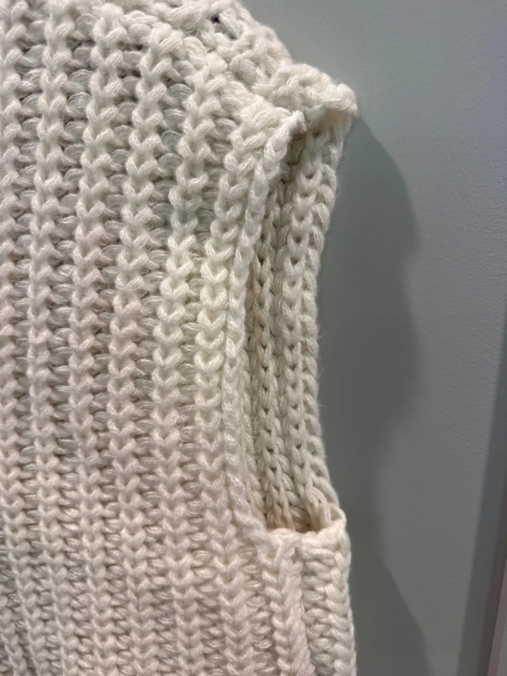 Cropped Cream Chunky Knit Button Vest